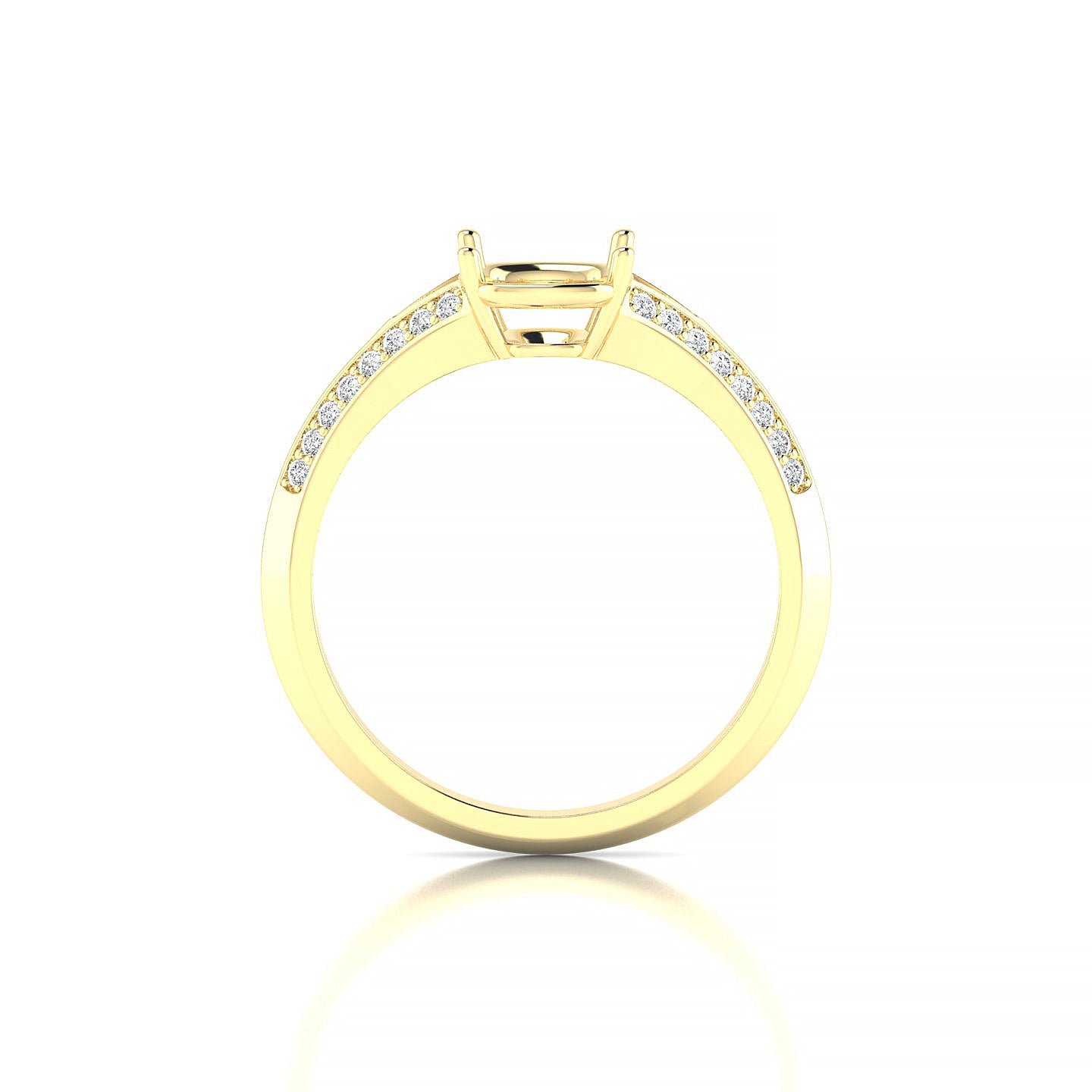 Divine Cushion 2-2.99 ct | 18k Yellow Gold Side Stones Ring