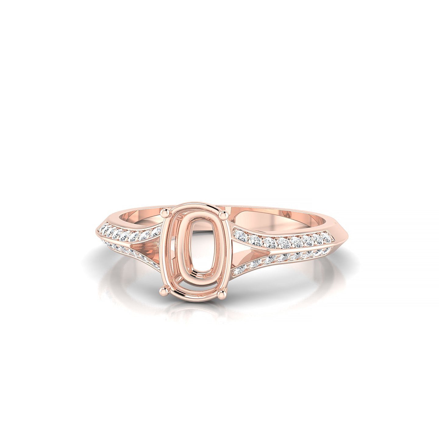 Divine Cushion 1-1.99 ct | 18k Rose Gold Side Stones Ring