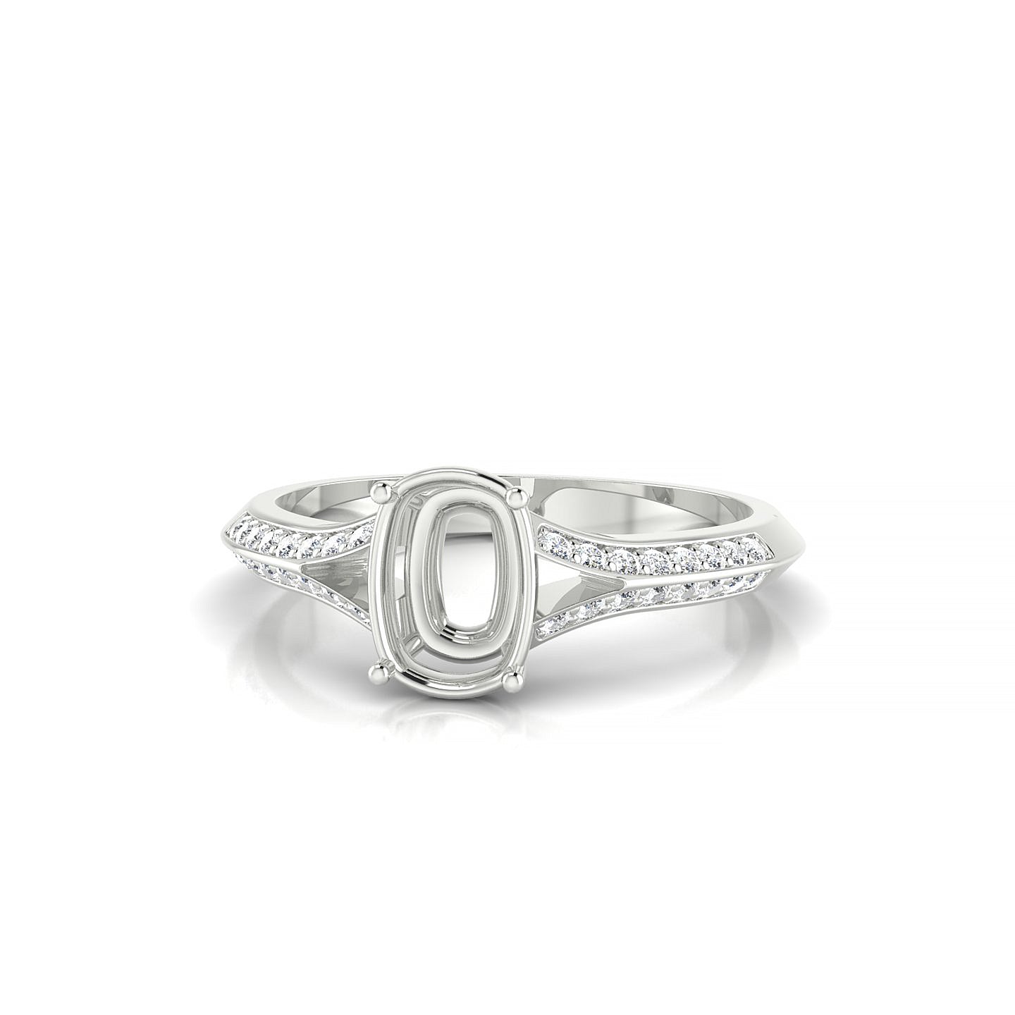 Divine Cushion 1-1.99 ct | 18k White Gold Side Stones Ring