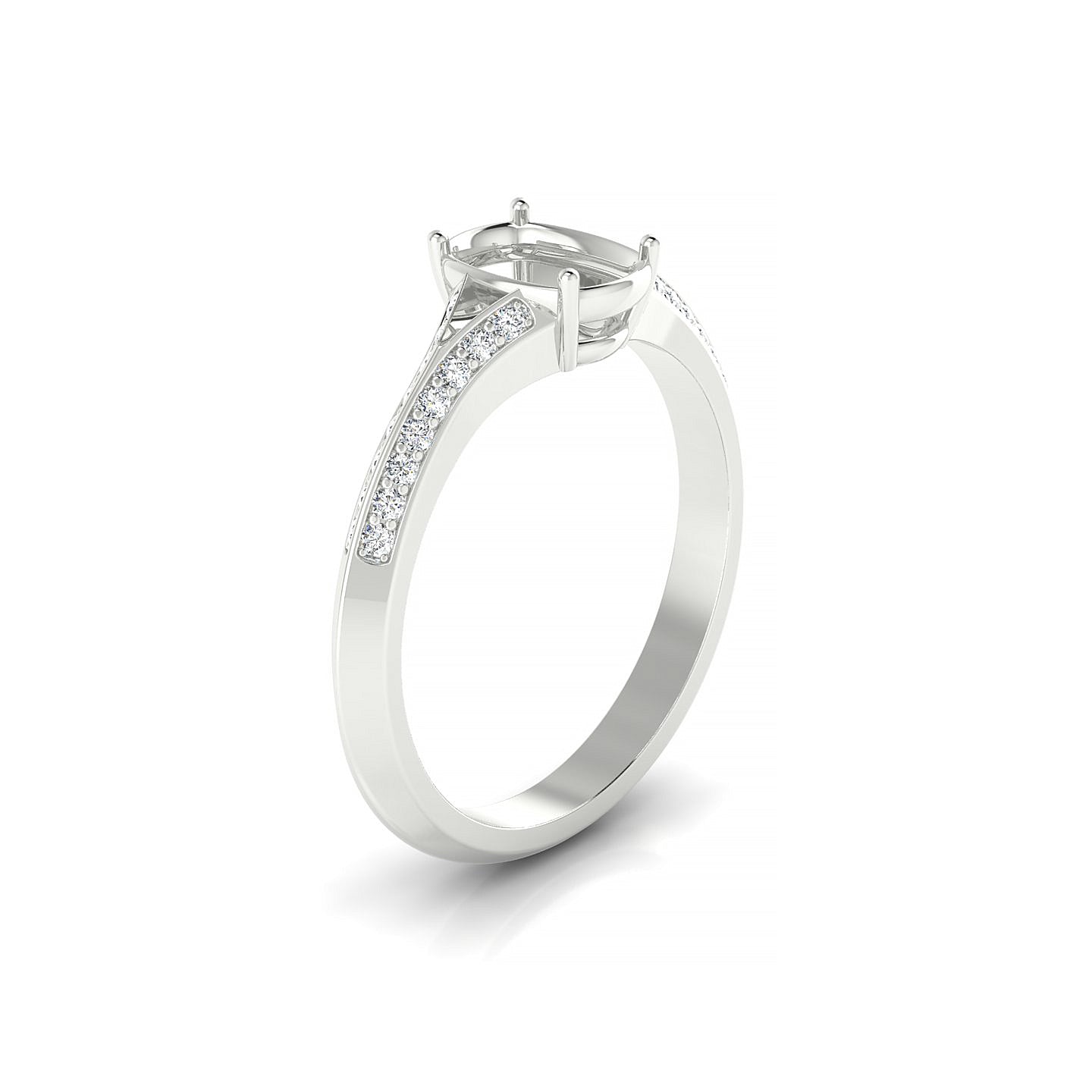 Divine Cushion 1-1.99 ct | 18k White Gold Side Stones Ring