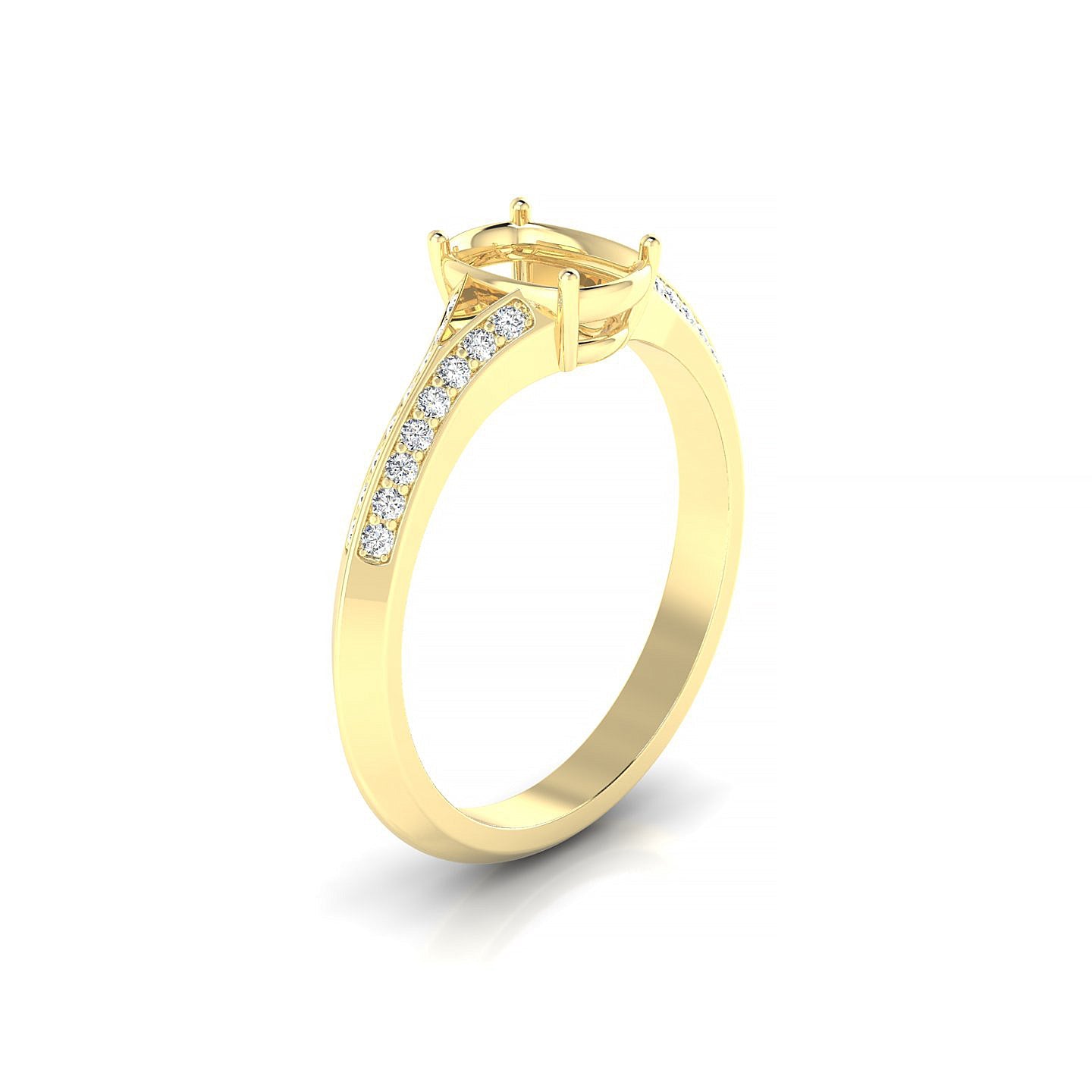 Divine Cushion 1-1.99 ct | 18k Yellow Gold Side Stones Ring