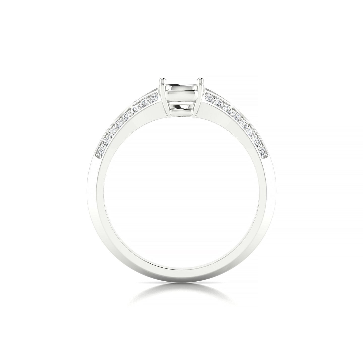 Divine Cushion 1-1.99 ct | 18k White Gold Side Stones Ring