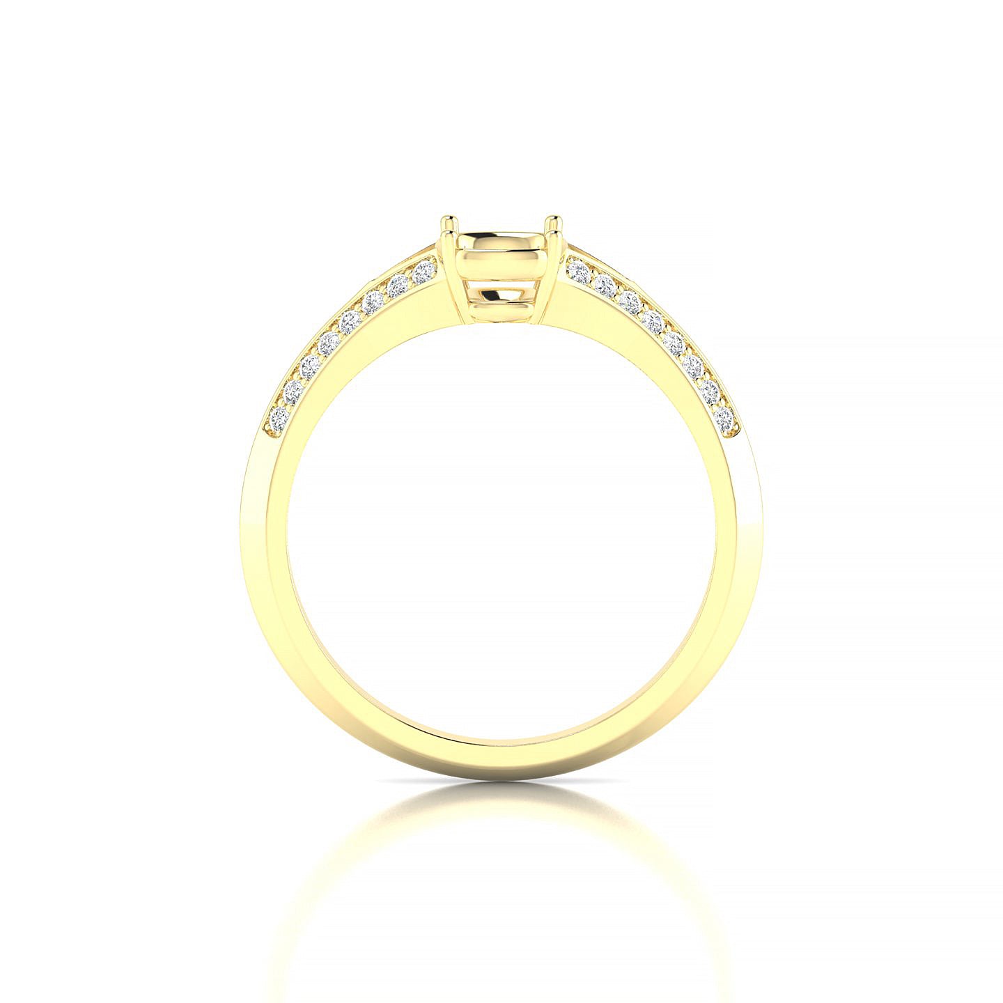 Divine Cushion 1-1.99 ct | 18k Yellow Gold Side Stones Ring