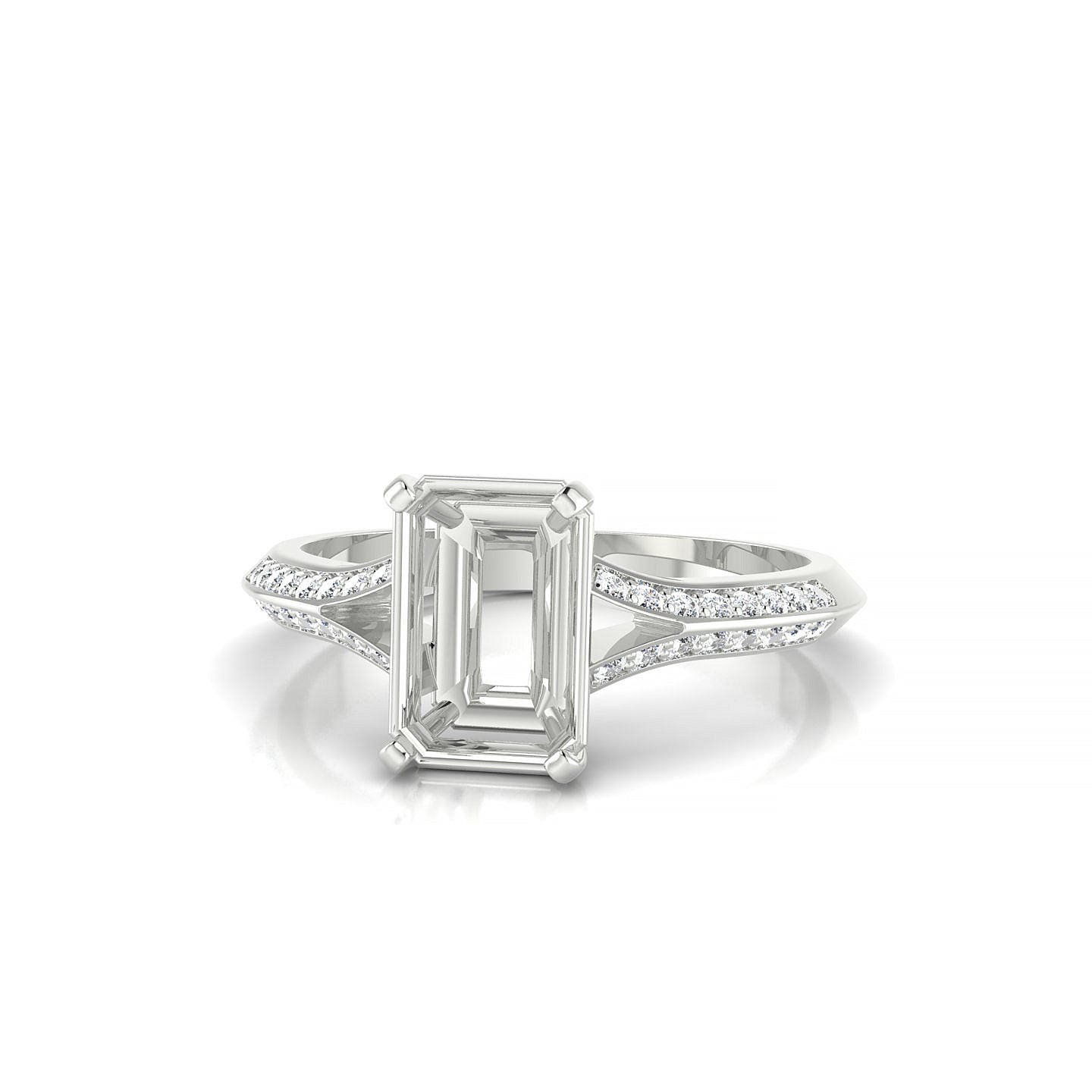 Divine Emerald 2-2.99 ct | 18k White Gold Side Stones Ring