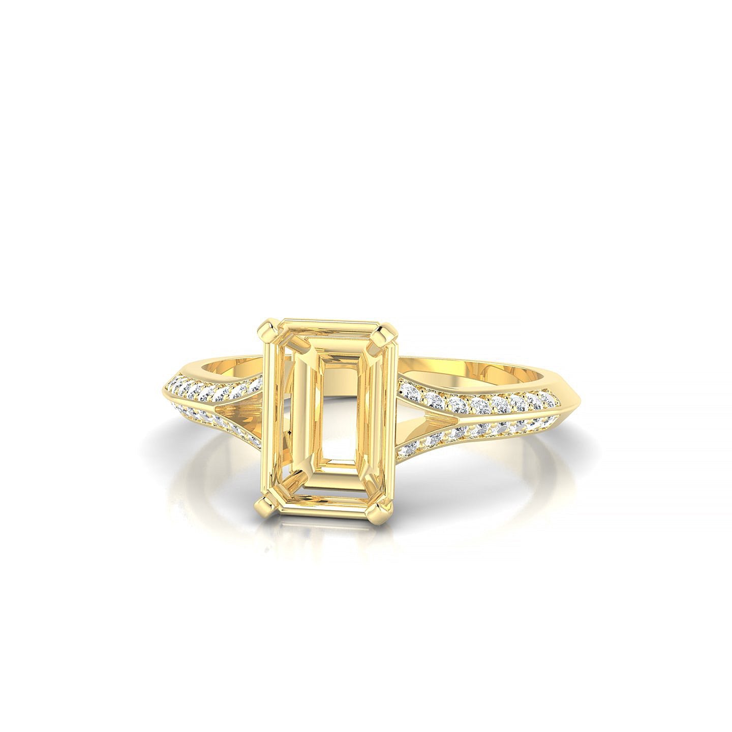Divine Emerald 2-2.99 ct | 18k Yellow Gold Side Stones Ring