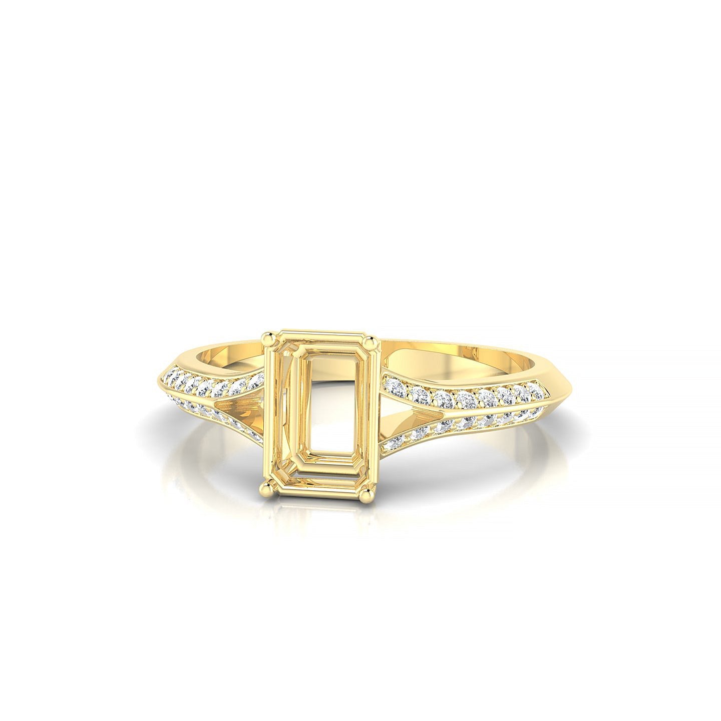 Divine Emerald 1-1.99 ct | 18k Yellow Gold Side Stones Ring