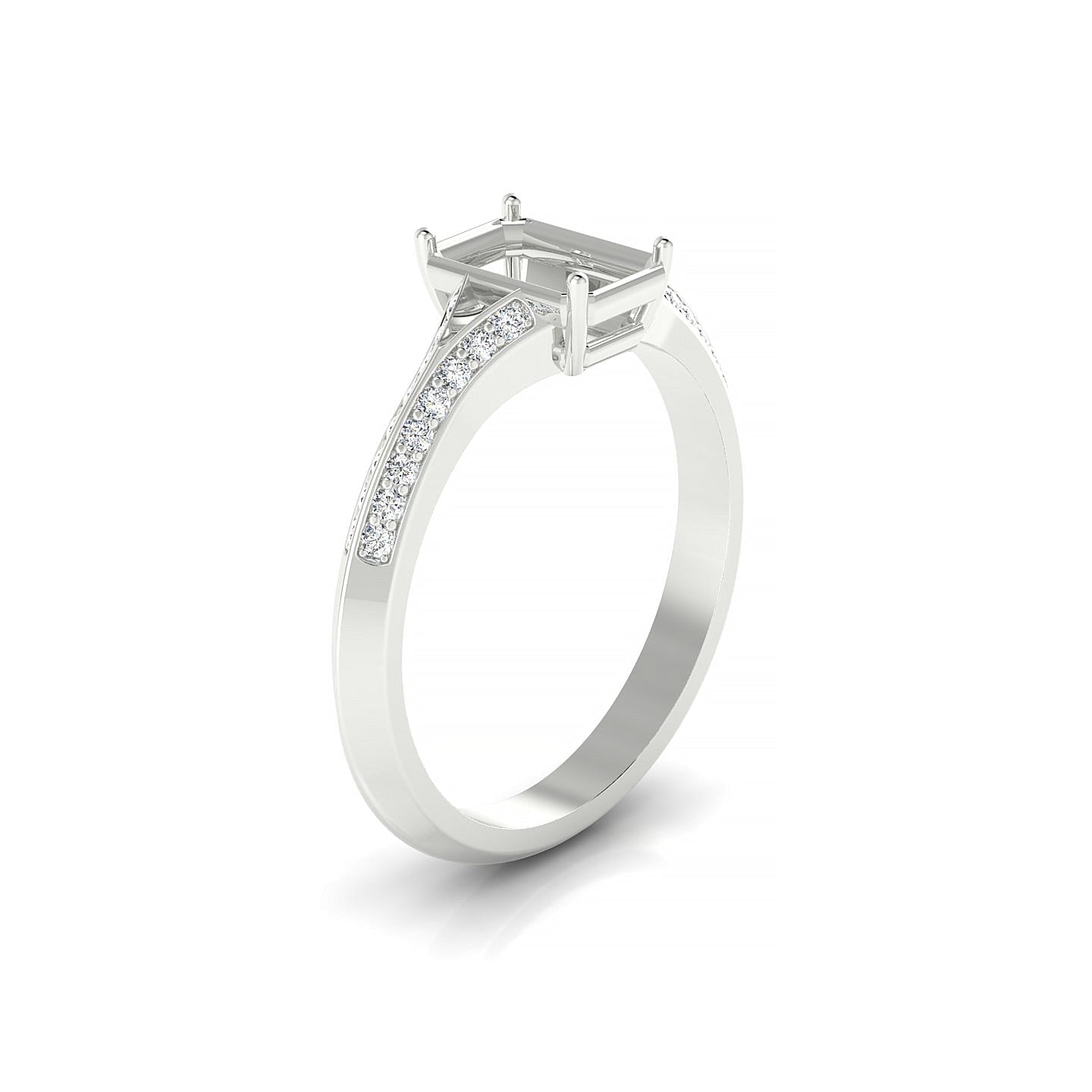 Divine Emerald 1-1.99 ct | 18k White Gold Side Stones Ring