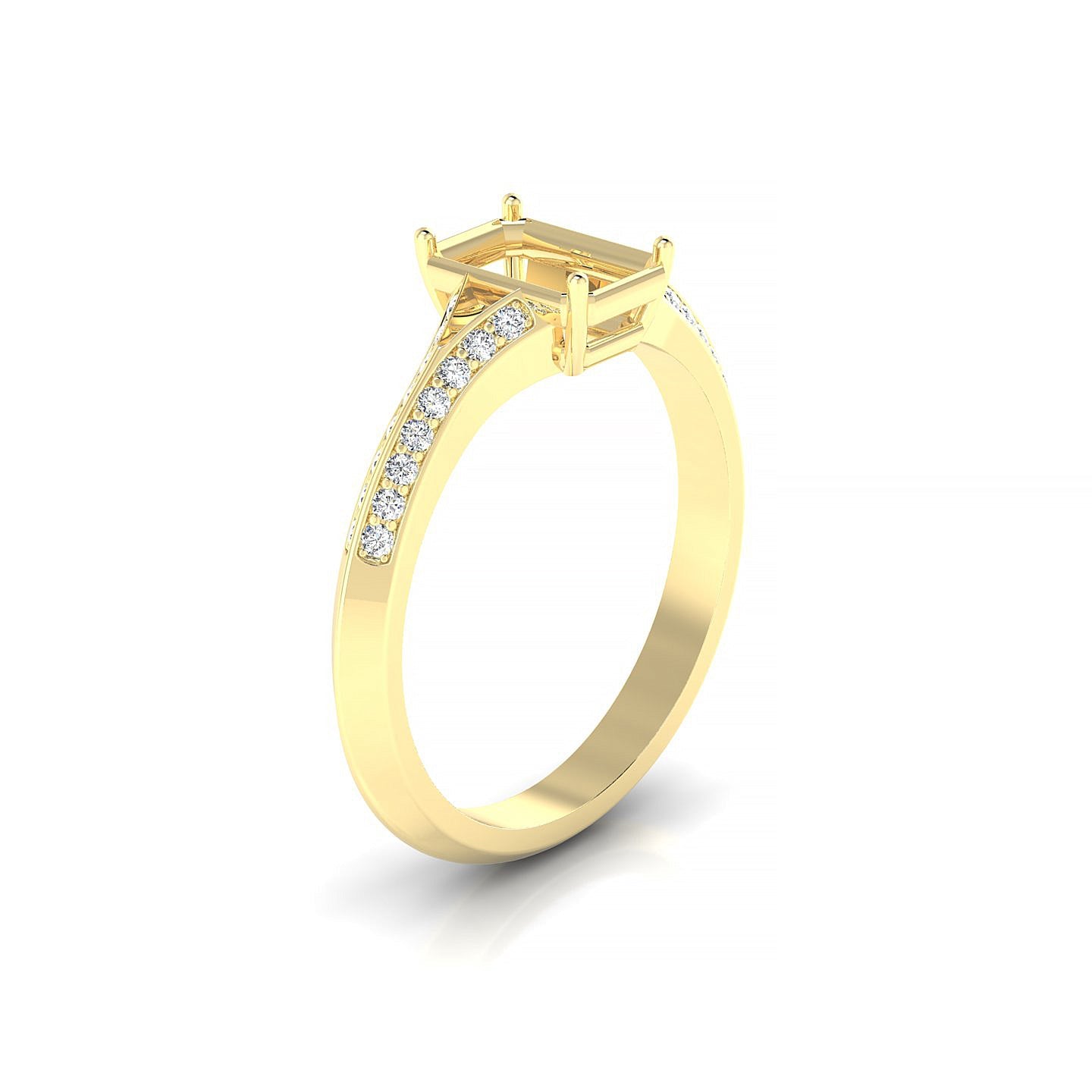 Divine Emerald 1-1.99 ct | 18k Yellow Gold Side Stones Ring