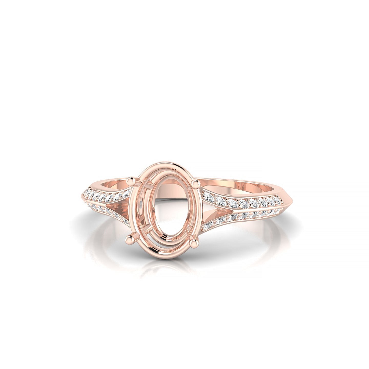 Divine Oval 2-2.99 ct | 18k Rose Gold Side Stones Ring
