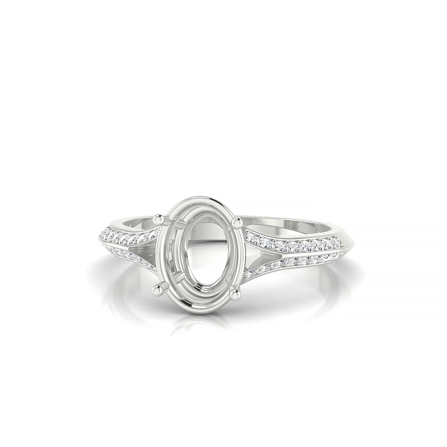 Divine Oval 2-2.99 ct | 18k White Gold Side Stones Ring