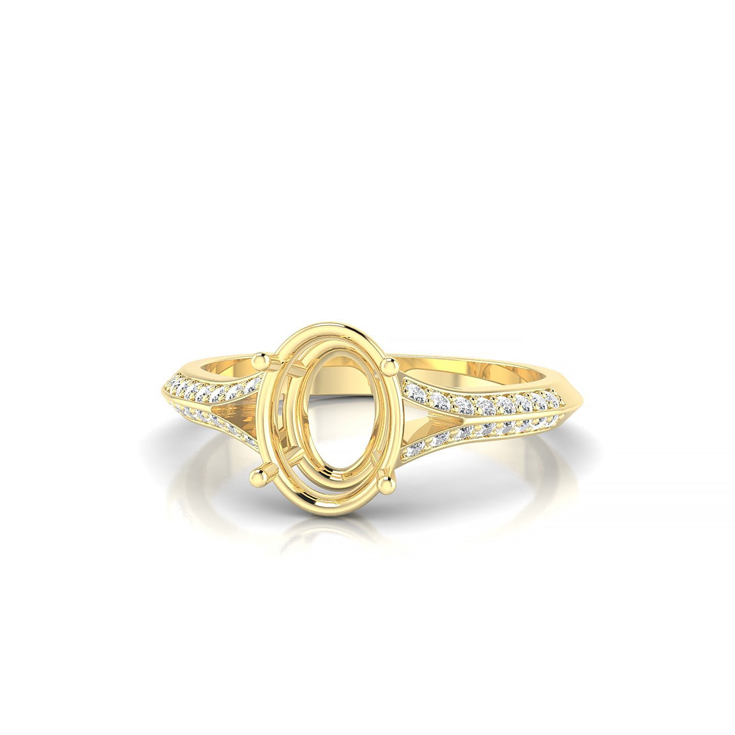 Divine Oval 2-2.99 ct | 18k Yellow Gold Side Stones Ring