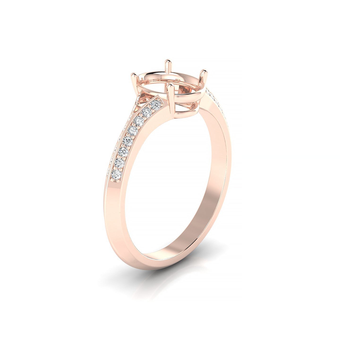 Divine Oval 2-2.99 ct | 18k Rose Gold Side Stones Ring