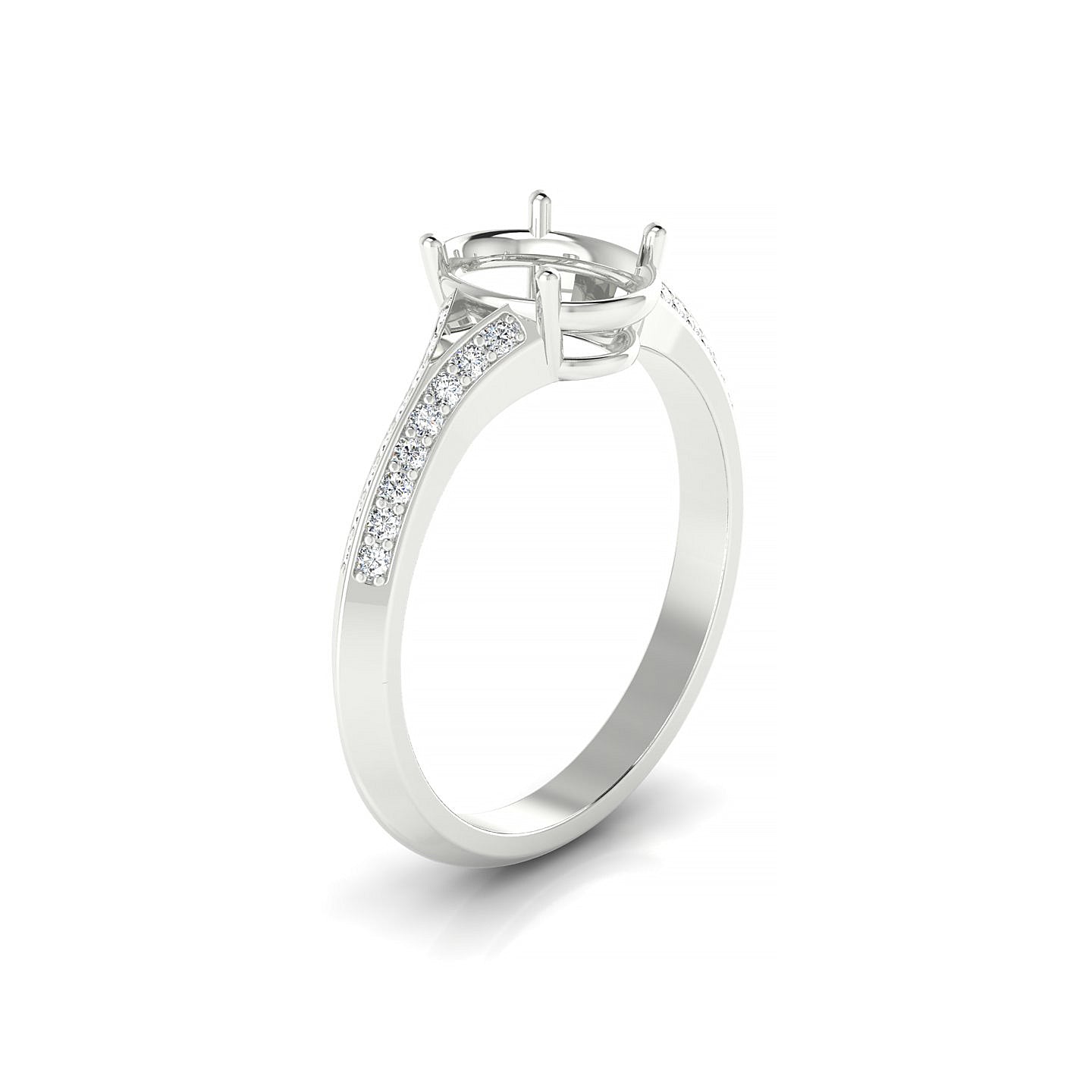 Divine Oval 2-2.99 ct | 18k White Gold Side Stones Ring