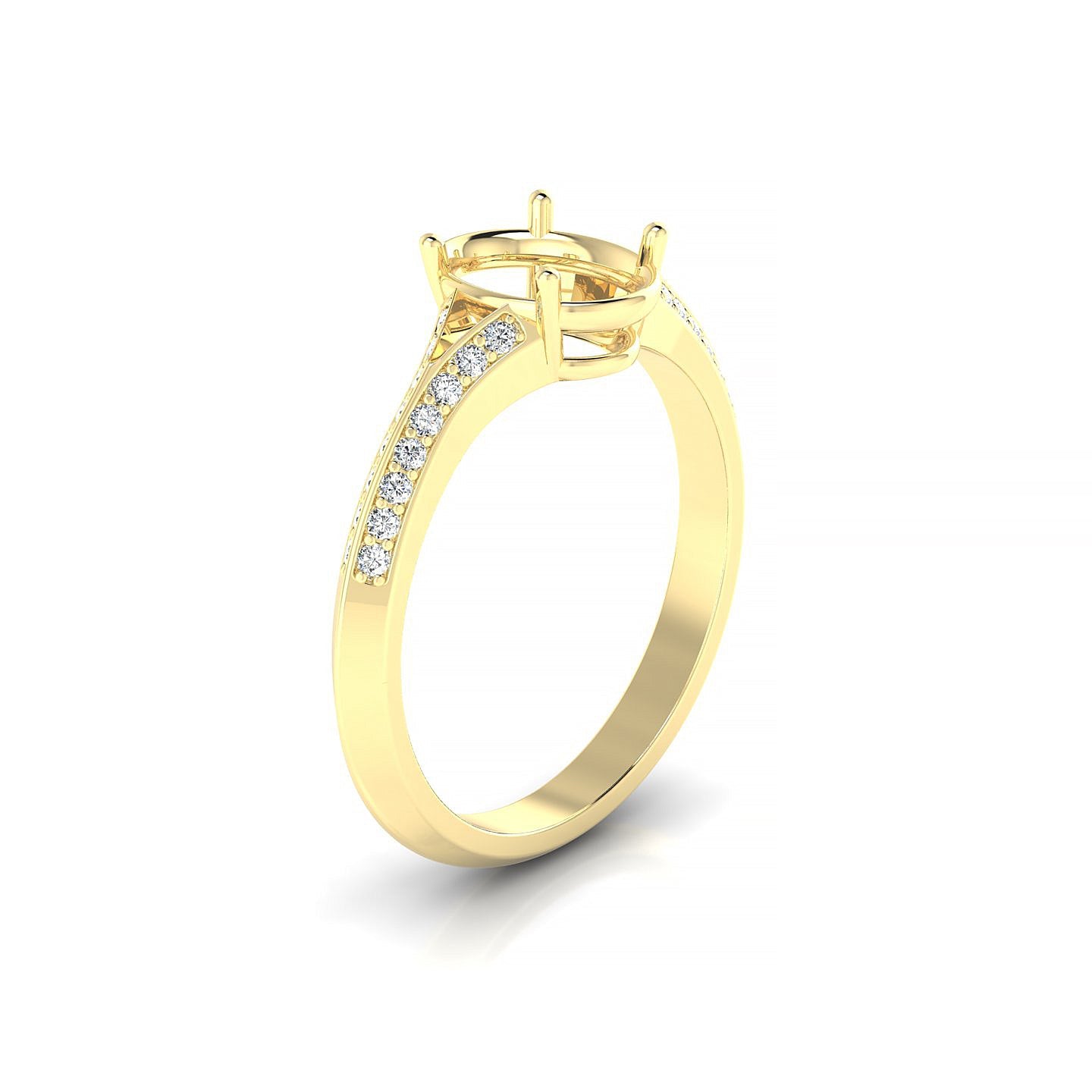 Divine Oval 2-2.99 ct | 18k Yellow Gold Side Stones Ring