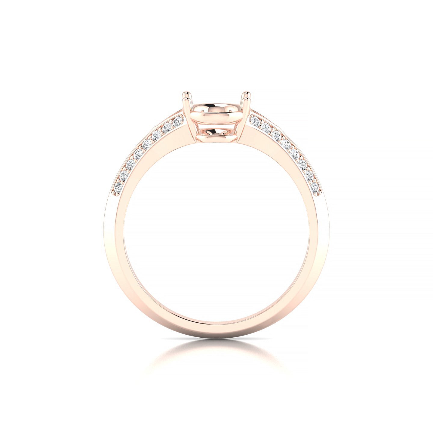 Divine Oval 2-2.99 ct | 18k Rose Gold Side Stones Ring