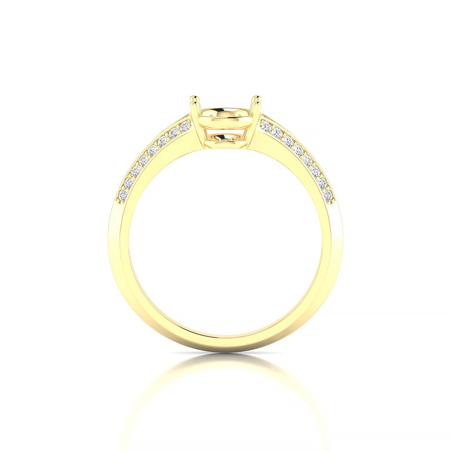 Divine Oval 2-2.99 ct | 18k Yellow Gold Side Stones Ring