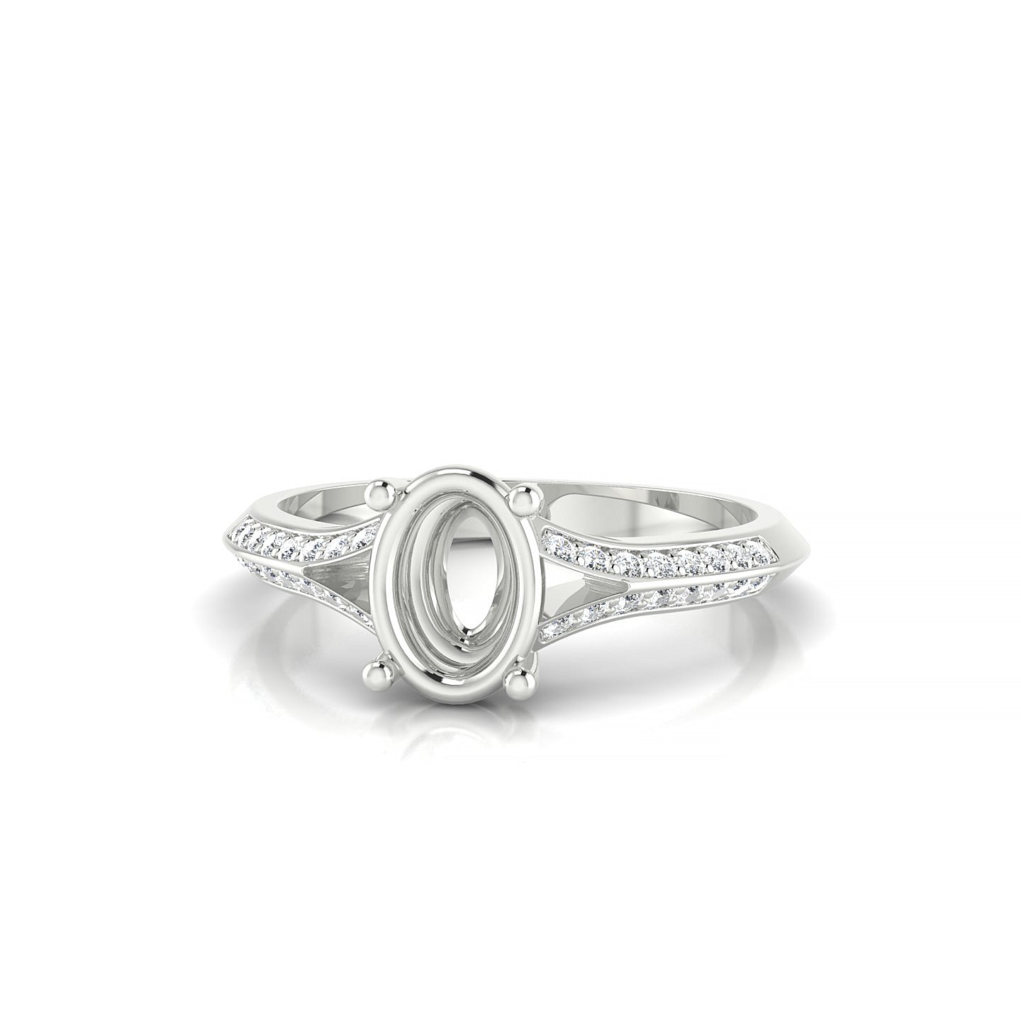 Divine Oval 1-1.99 ct | 18k White Gold Side Stones Ring