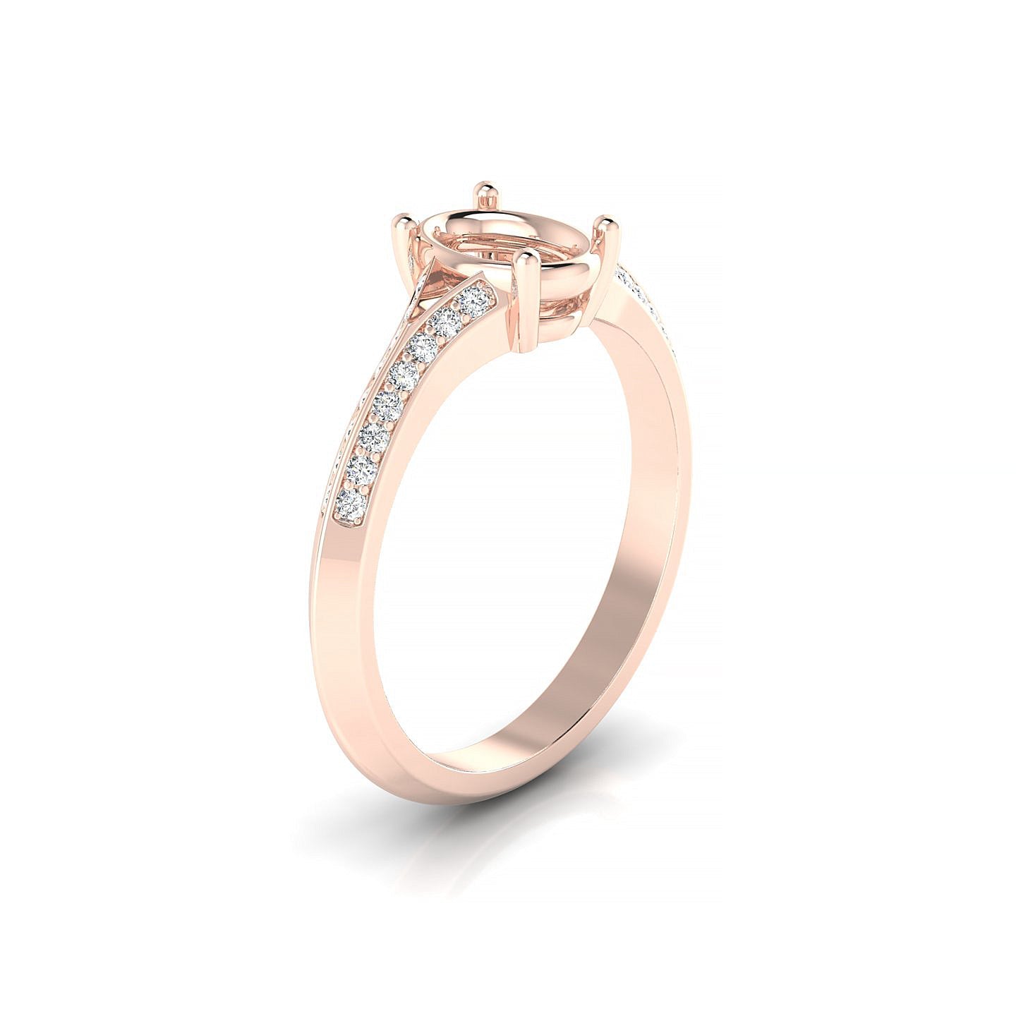 Divine Oval 1-1.99 ct | 18k Rose Gold Side Stones Ring
