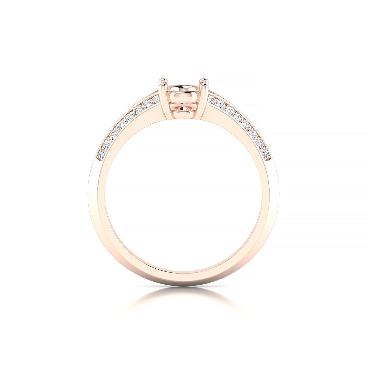 Divine Oval 1-1.99 ct | 18k Rose Gold Side Stones Ring