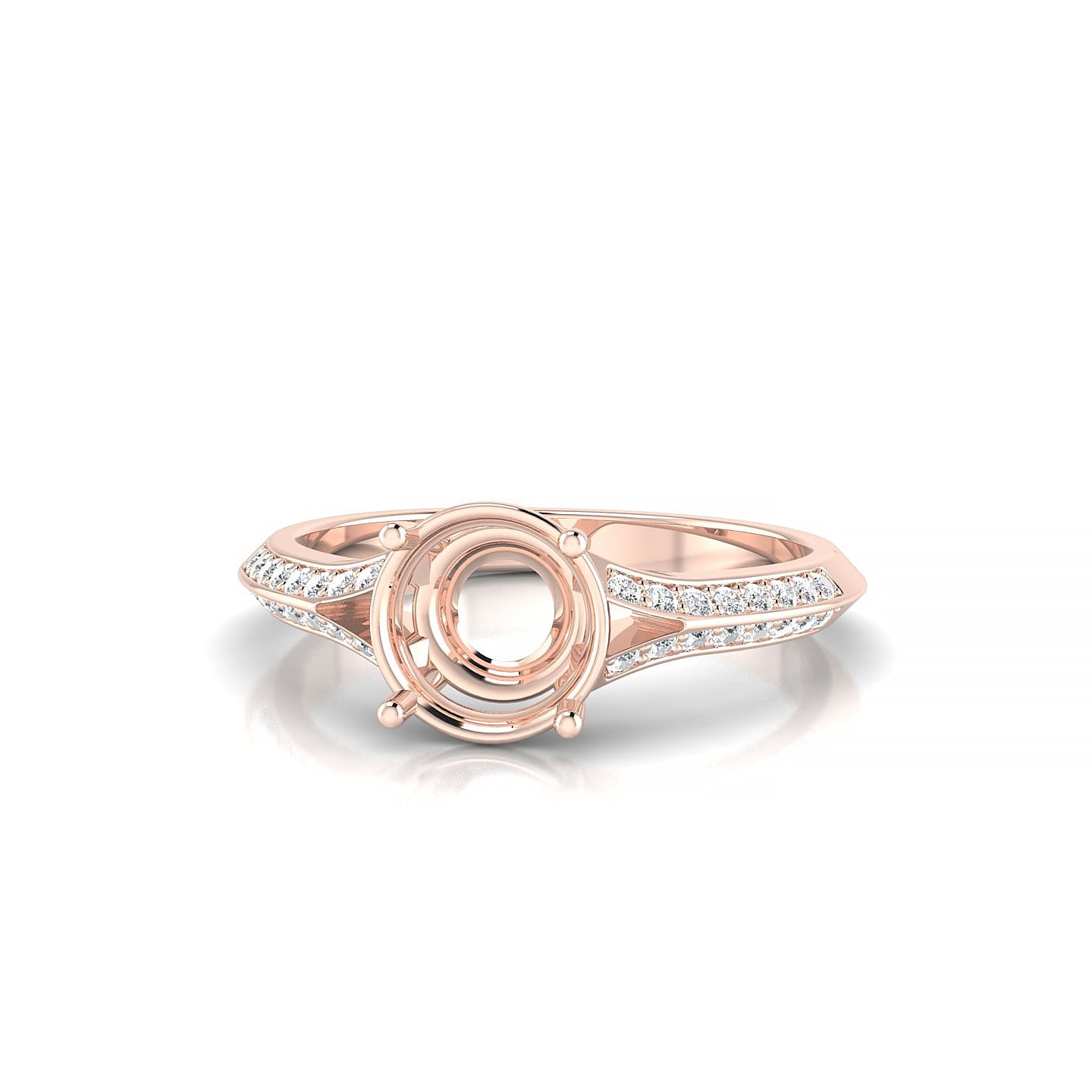 Divine Round 2-2.99 ct | 18k Rose Gold Side Stones Ring