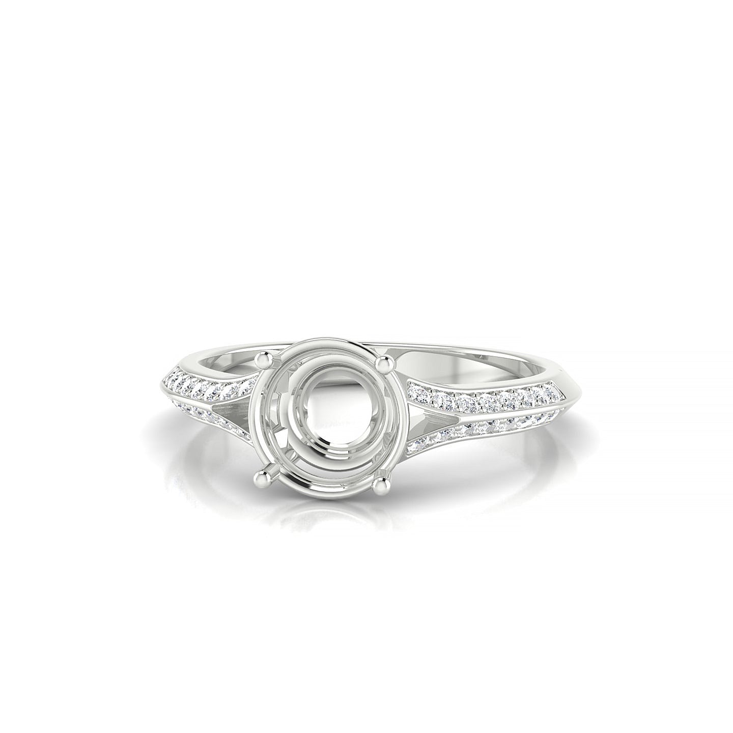 Divine Round 2-2.99 ct | 18k White Gold Side Stones Ring