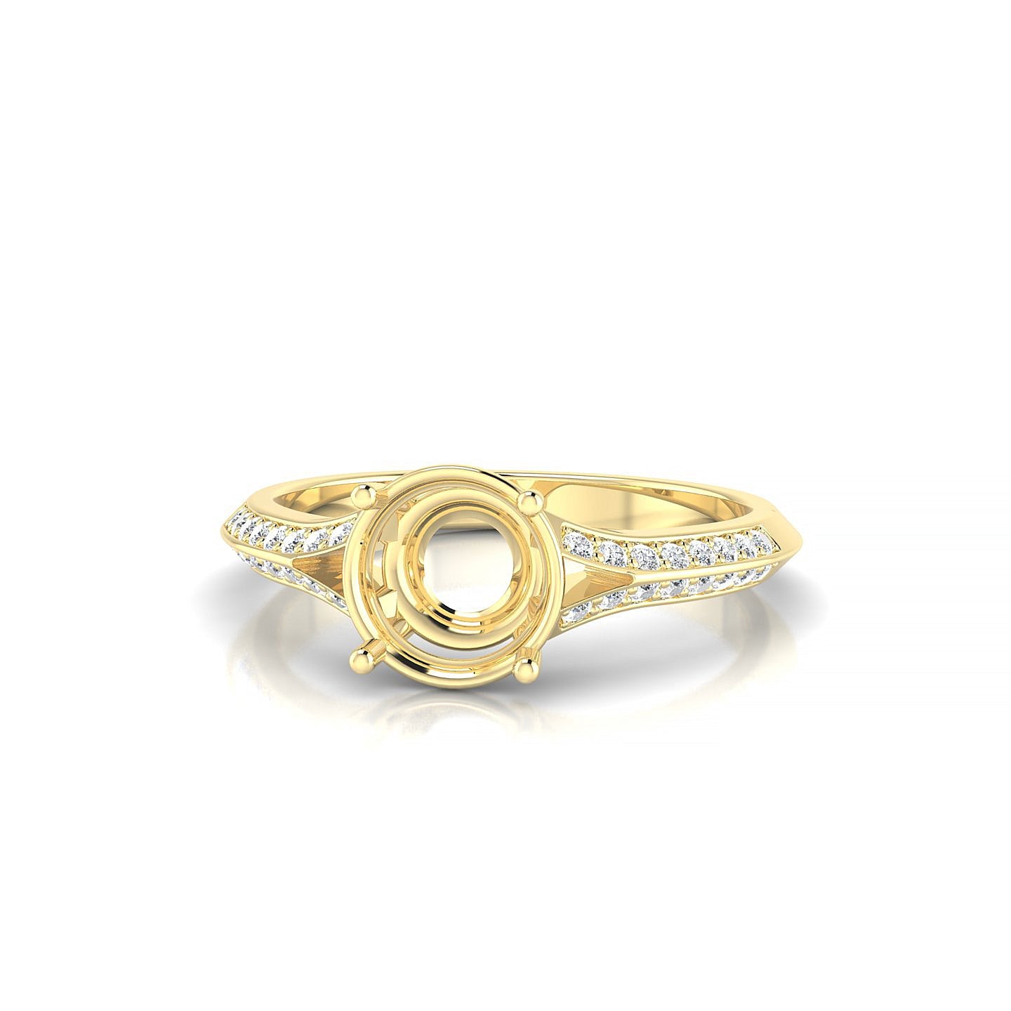 Divine Round 2-2.99 ct | 18k Yellow Gold Side Stones Ring