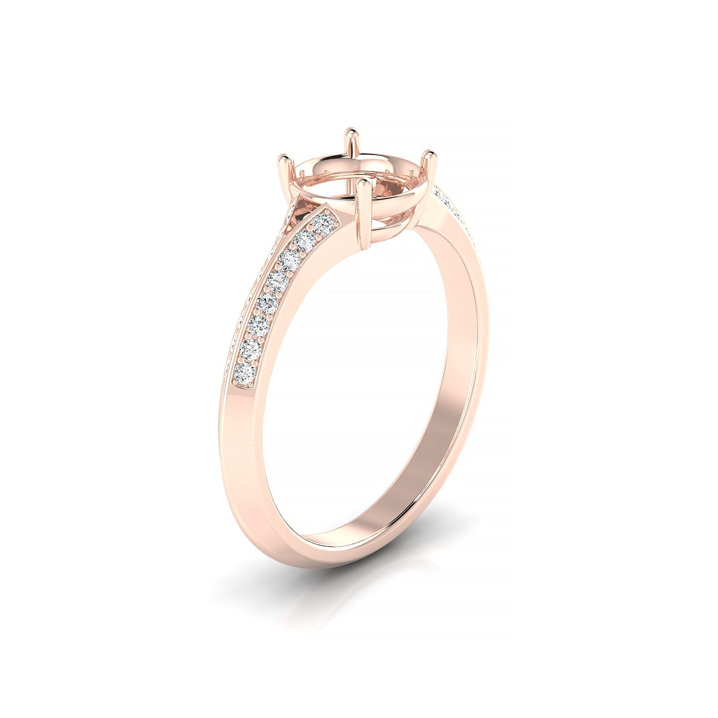 Divine Round 2-2.99 ct | 18k Rose Gold Side Stones Ring