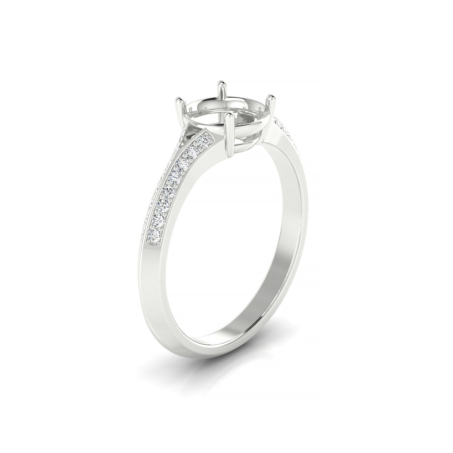 Divine Round 2-2.99 ct | 18k White Gold Side Stones Ring