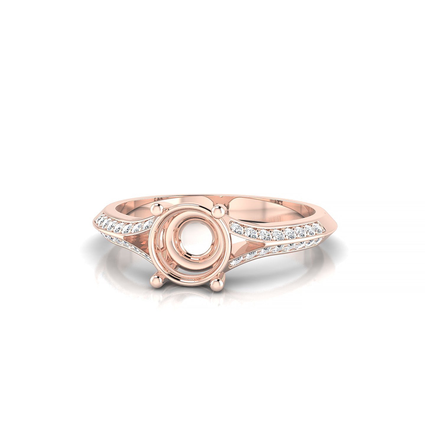 Divine Round 1-1.99 ct | 18k Rose Gold Side Stones Ring