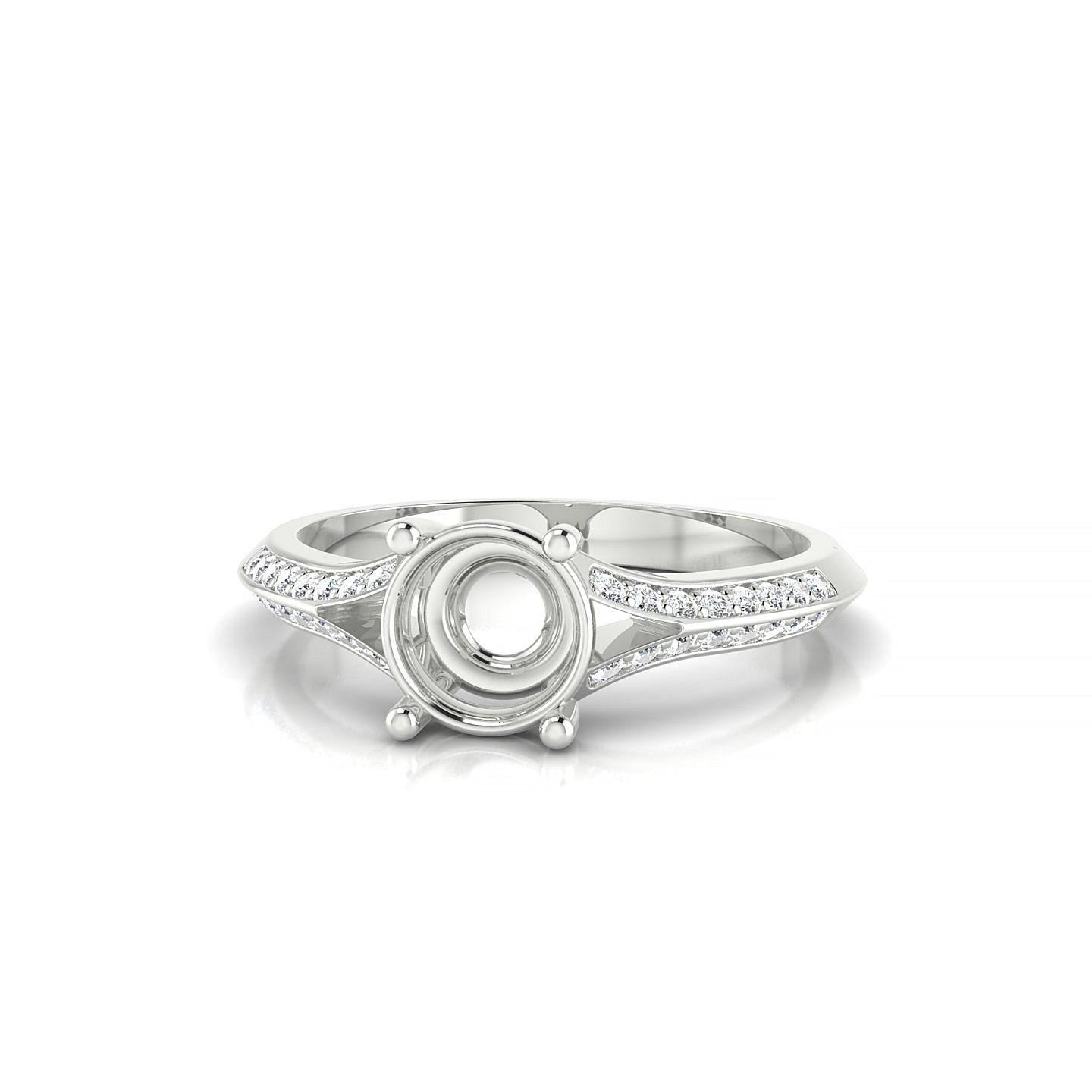 Divine Round 1-1.99 ct | 18k White Gold Side Stones Ring