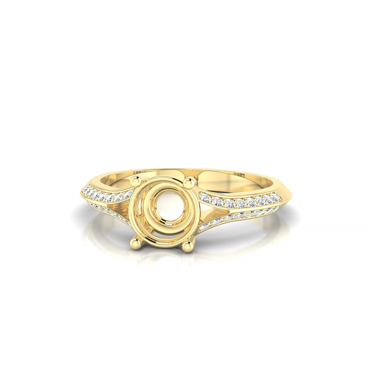 Divine Round 1-1.99 ct | 18k Yellow Gold Side Stones Ring