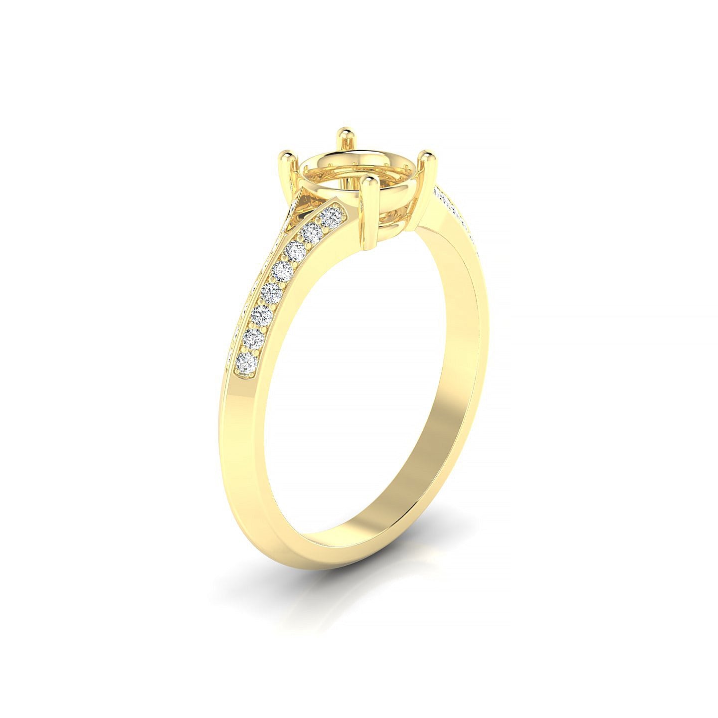 Divine Round 1-1.99 ct | 18k Yellow Gold Side Stones Ring