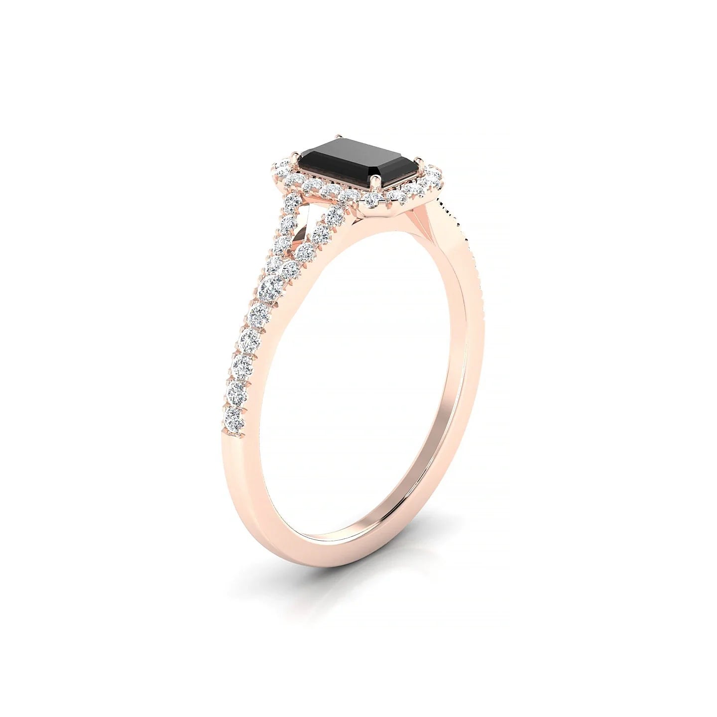 Dream | 18k Rose Gold 6 x 4 mm Emerald Black Diamond Ring