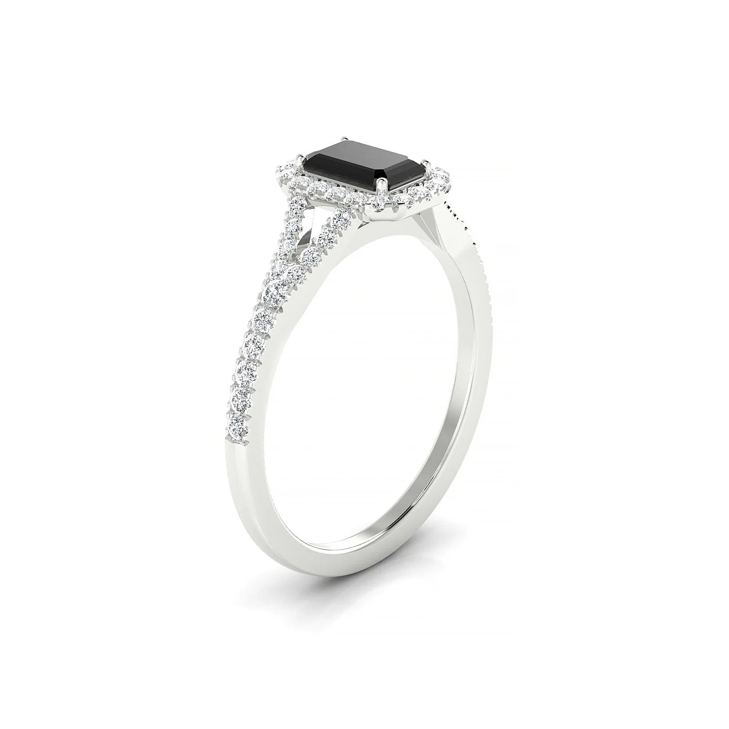 Dream | 18k White Gold 6 x 4 mm Emerald Black Diamond Ring