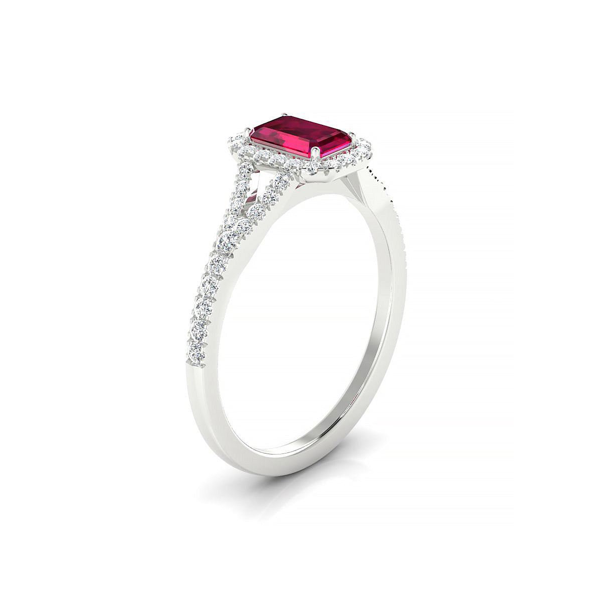 Dream | 18k White Gold 6 x 4 mm Emerald Ruby Ring