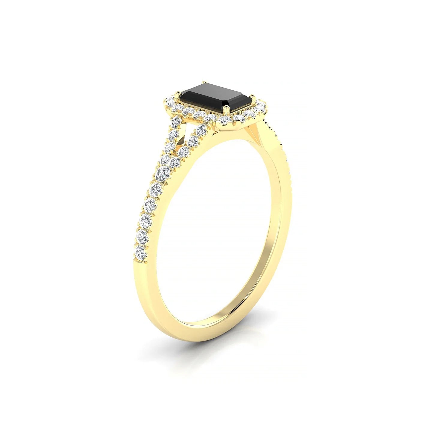 Dream | 18k Yellow Gold 6 x 4 mm Emerald Black Diamond Ring