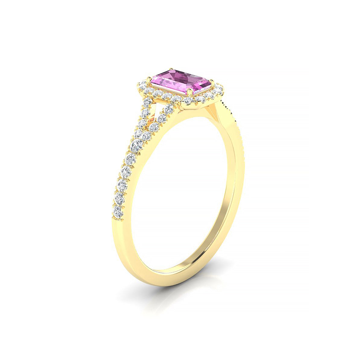 Dream | 18k Yellow Gold 6 x 4 mm Emerald Pink Sapphire Ring