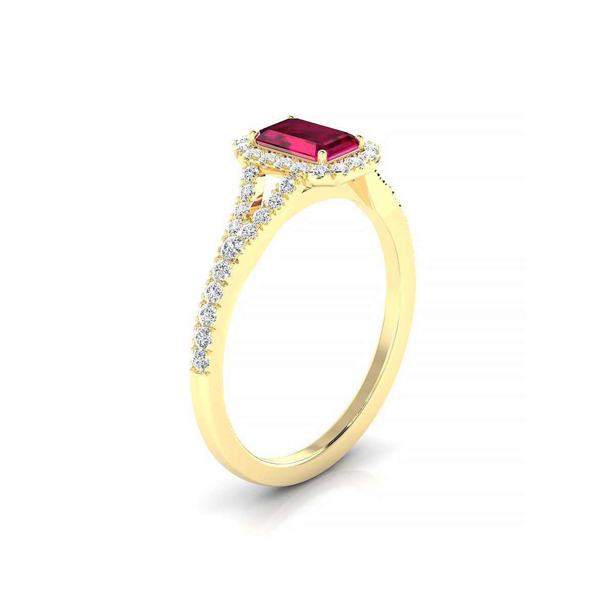 Dream | 18k Yellow Gold 6 x 4 mm Emerald Ruby Ring