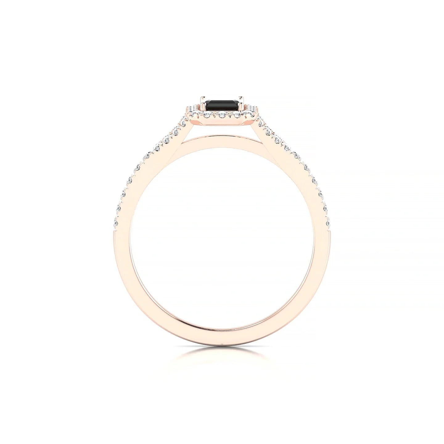 Dream | 18k Rose Gold 6 x 4 mm Emerald Black Diamond Ring