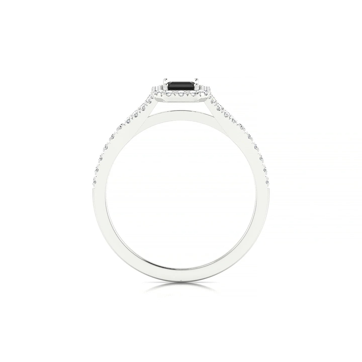 Dream | 18k White Gold 6 x 4 mm Emerald Black Diamond Ring