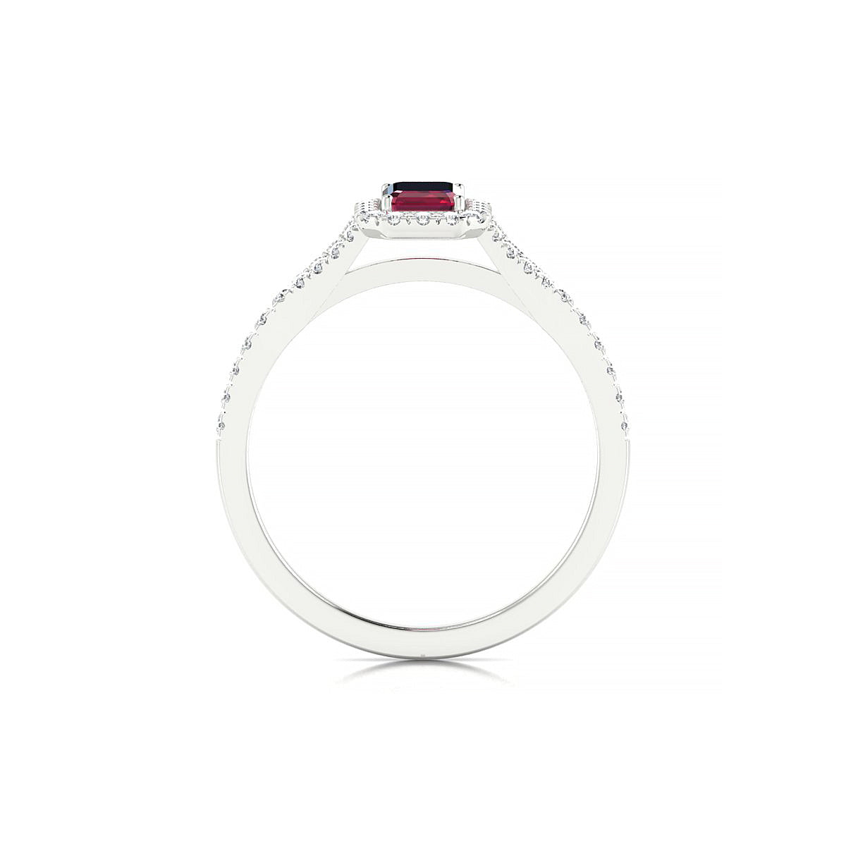 Dream | 18k White Gold 6 x 4 mm Emerald Ruby Ring