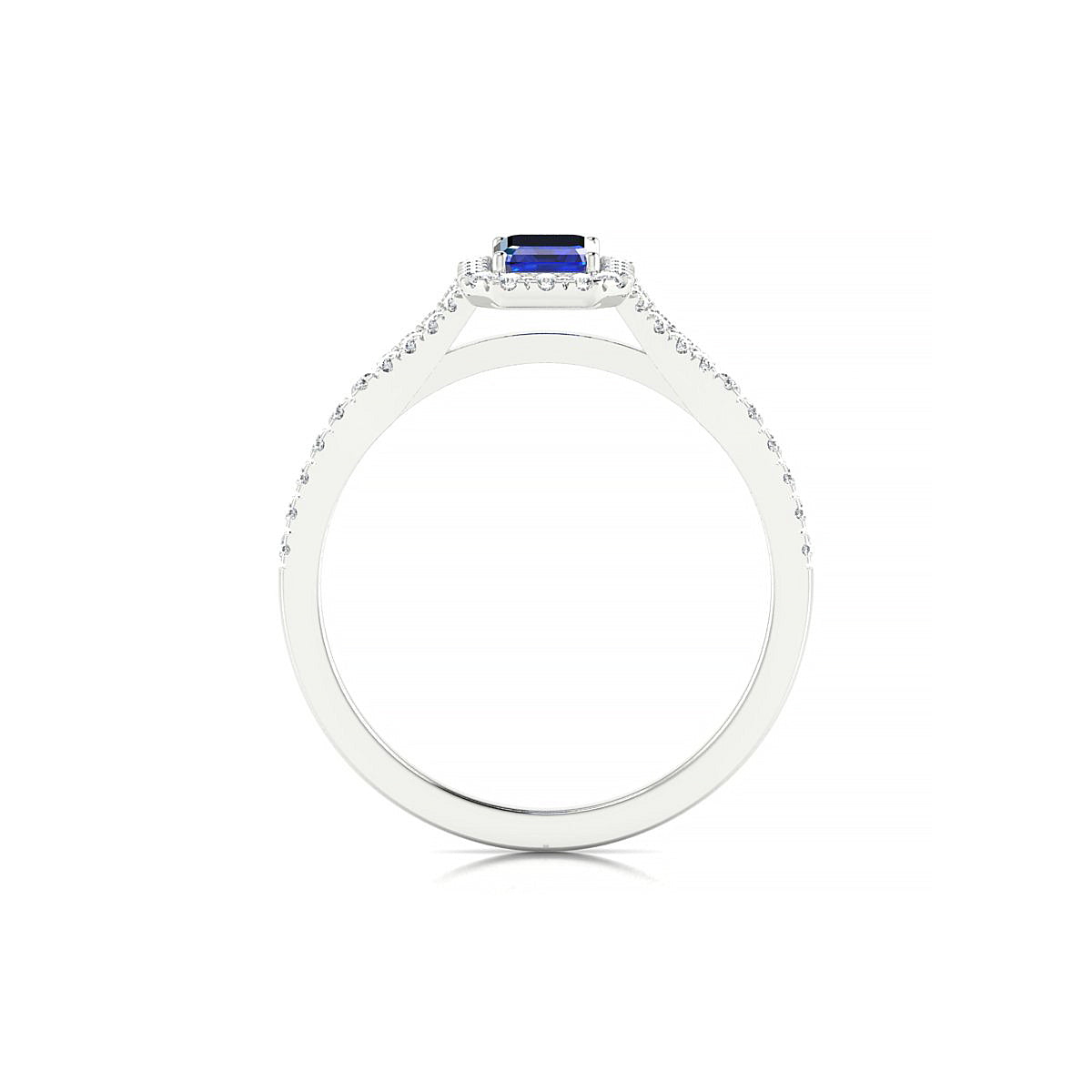 Dream | 18k White Gold 6 x 4 mm Emerald Sapphire Ring