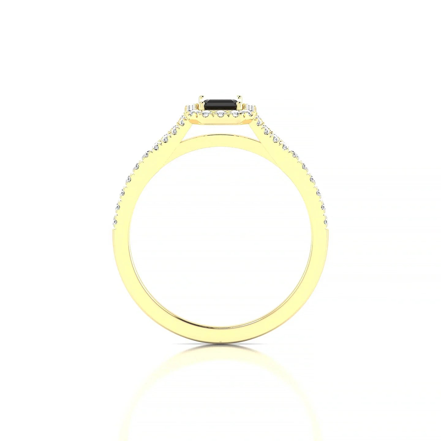 Dream | 18k Yellow Gold 6 x 4 mm Emerald Black Diamond Ring
