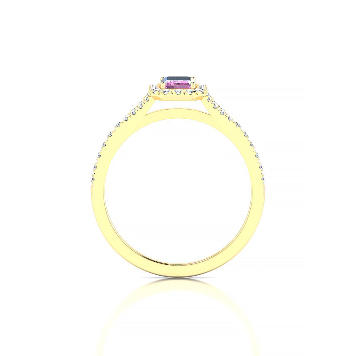Dream | 18k Yellow Gold 6 x 4 mm Emerald Pink Sapphire Ring