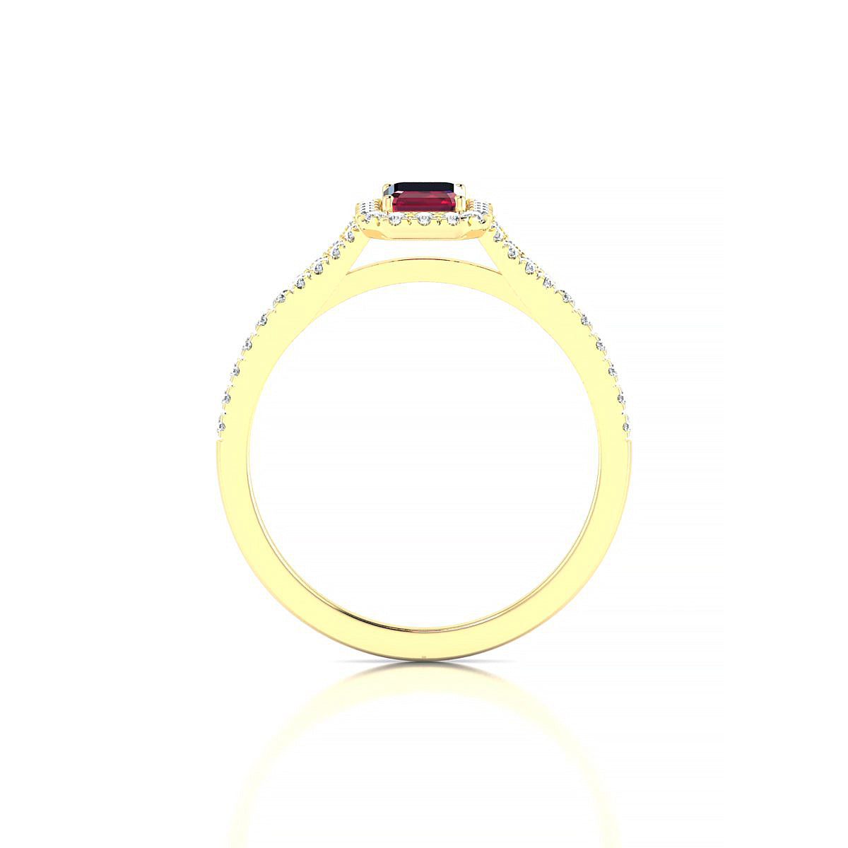 Dream | 18k Yellow Gold 6 x 4 mm Emerald Ruby Ring