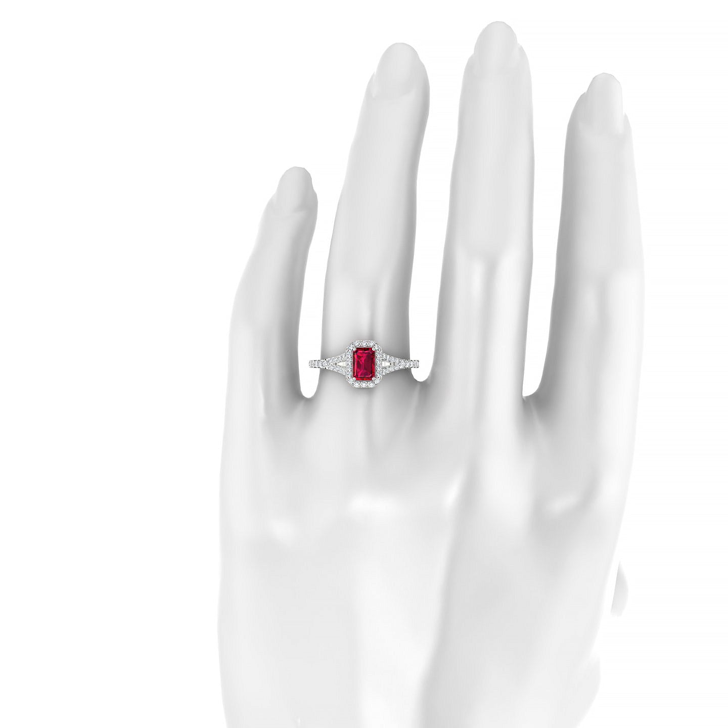 Dream | 18k White Gold 6 x 4 mm Emerald Ruby Ring