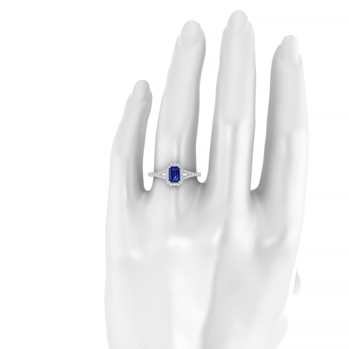 Dream | 18k White Gold 6 x 4 mm Emerald Sapphire Ring