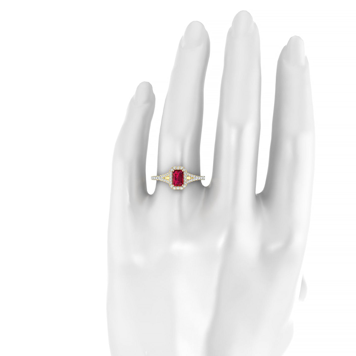 Dream | 18k Yellow Gold 6 x 4 mm Emerald Ruby Ring
