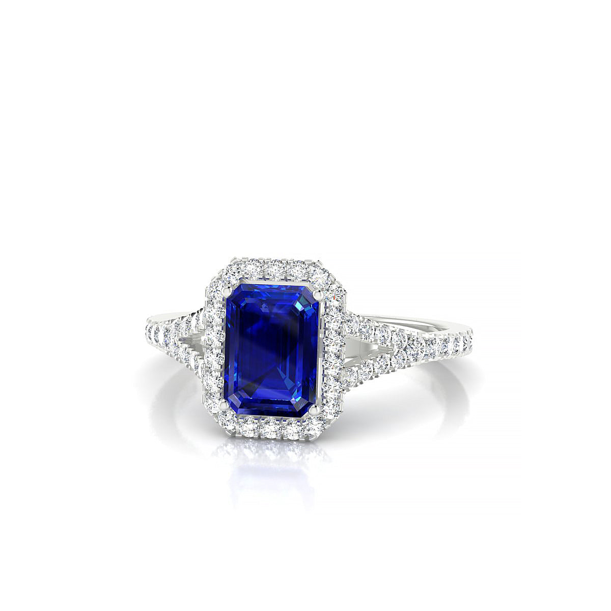 Dream | 18k White Gold 7 x 5 mm Emerald Sapphire Ring