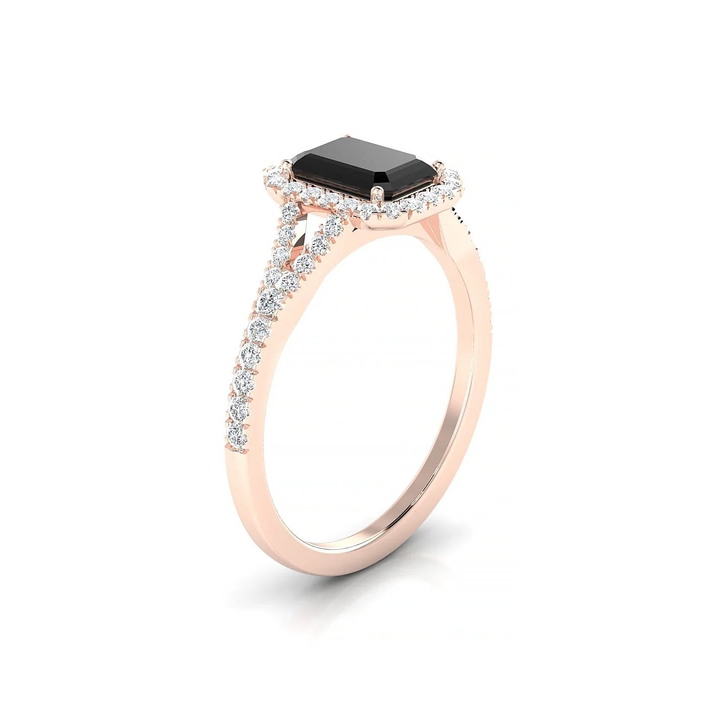 Dream | 18k Rose Gold 7 x 5 mm Emerald Black Diamond Ring